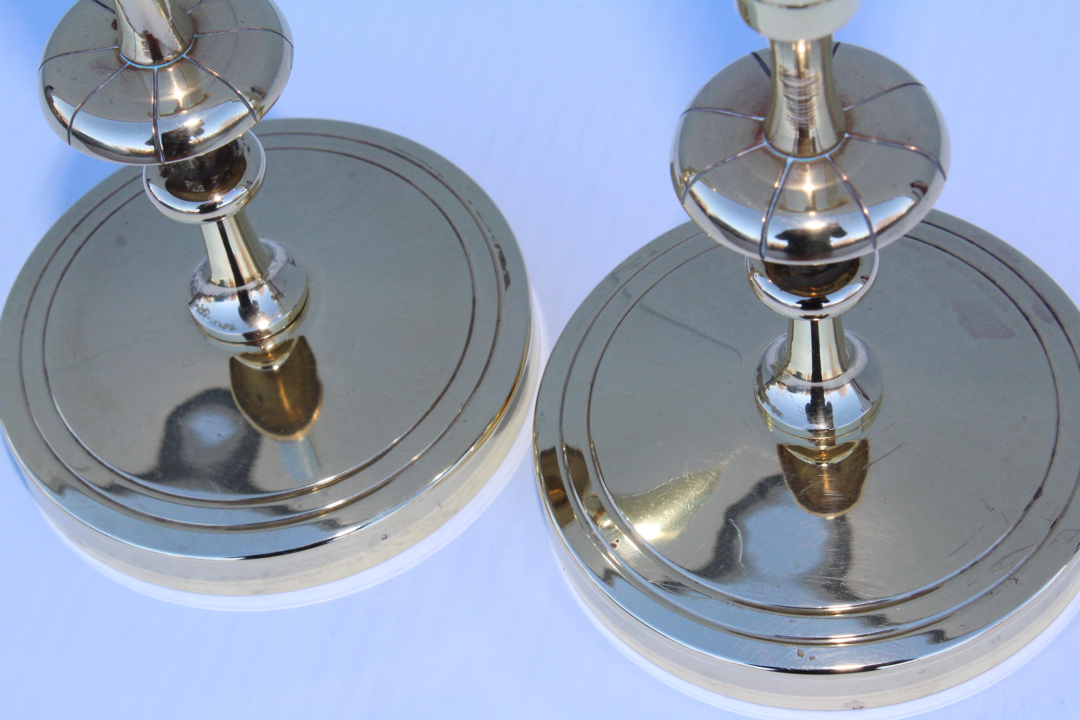 American Tommi Parzinger Brass Candleholders