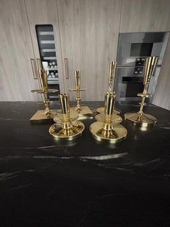 Tommi Parzinger Brass Candlesticks, 3 Pairs