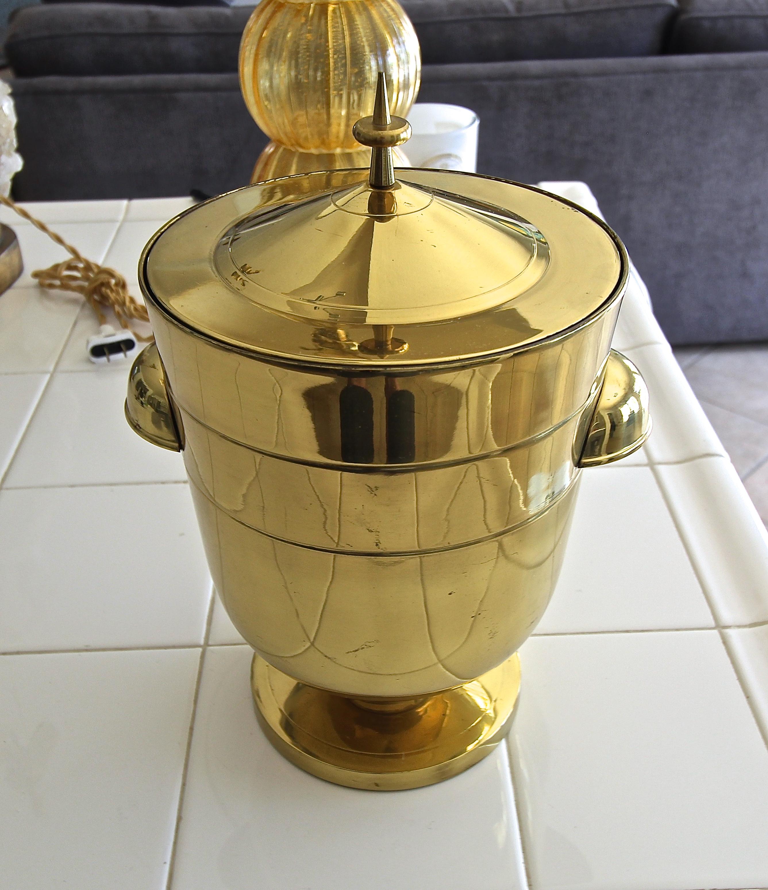 Mid-20th Century Tommi Parzinger Brass Champagne Cooler or Ice Bucket