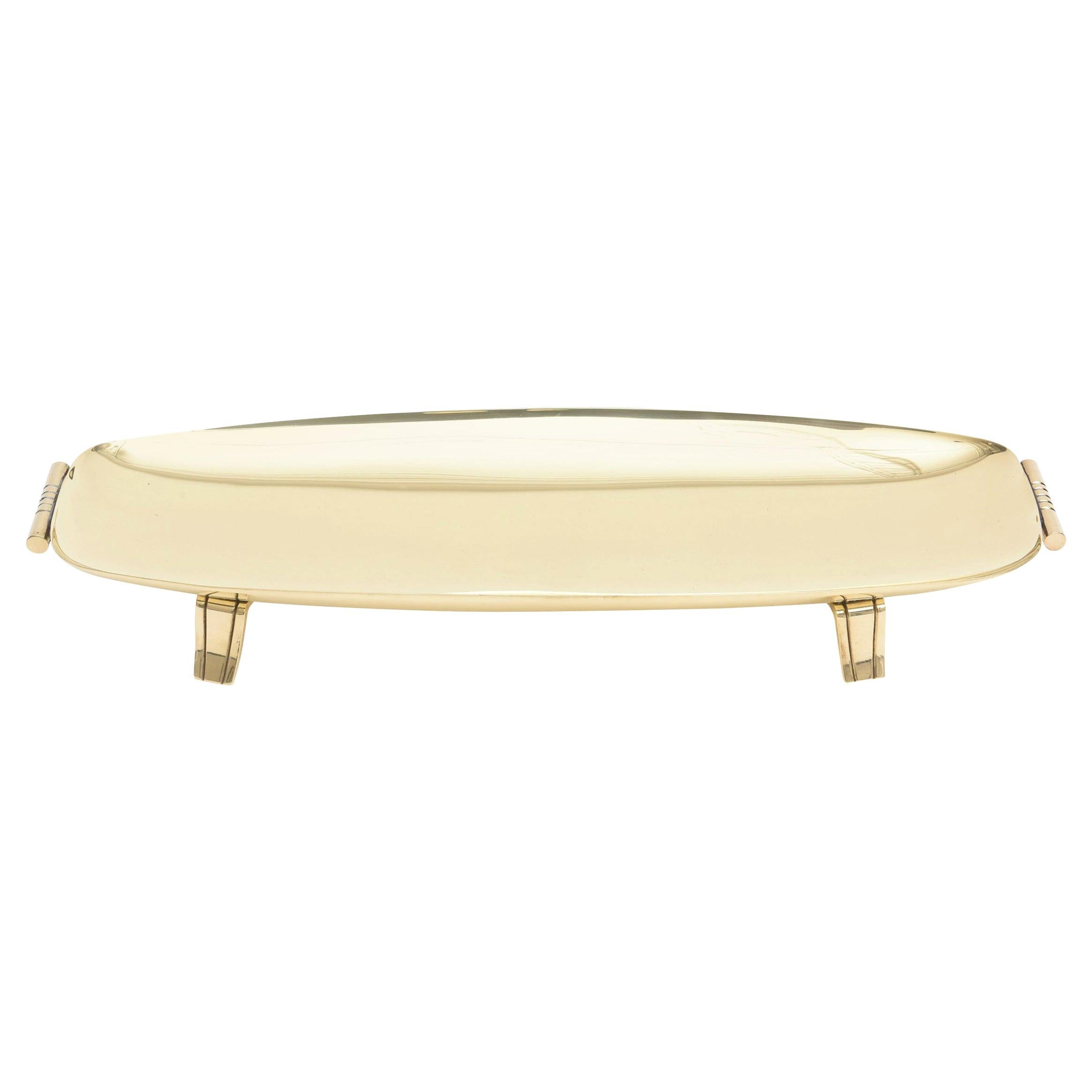 Tommi Parzinger Brass Footed Rectangular Bowl or Tray Mid-Century Modern