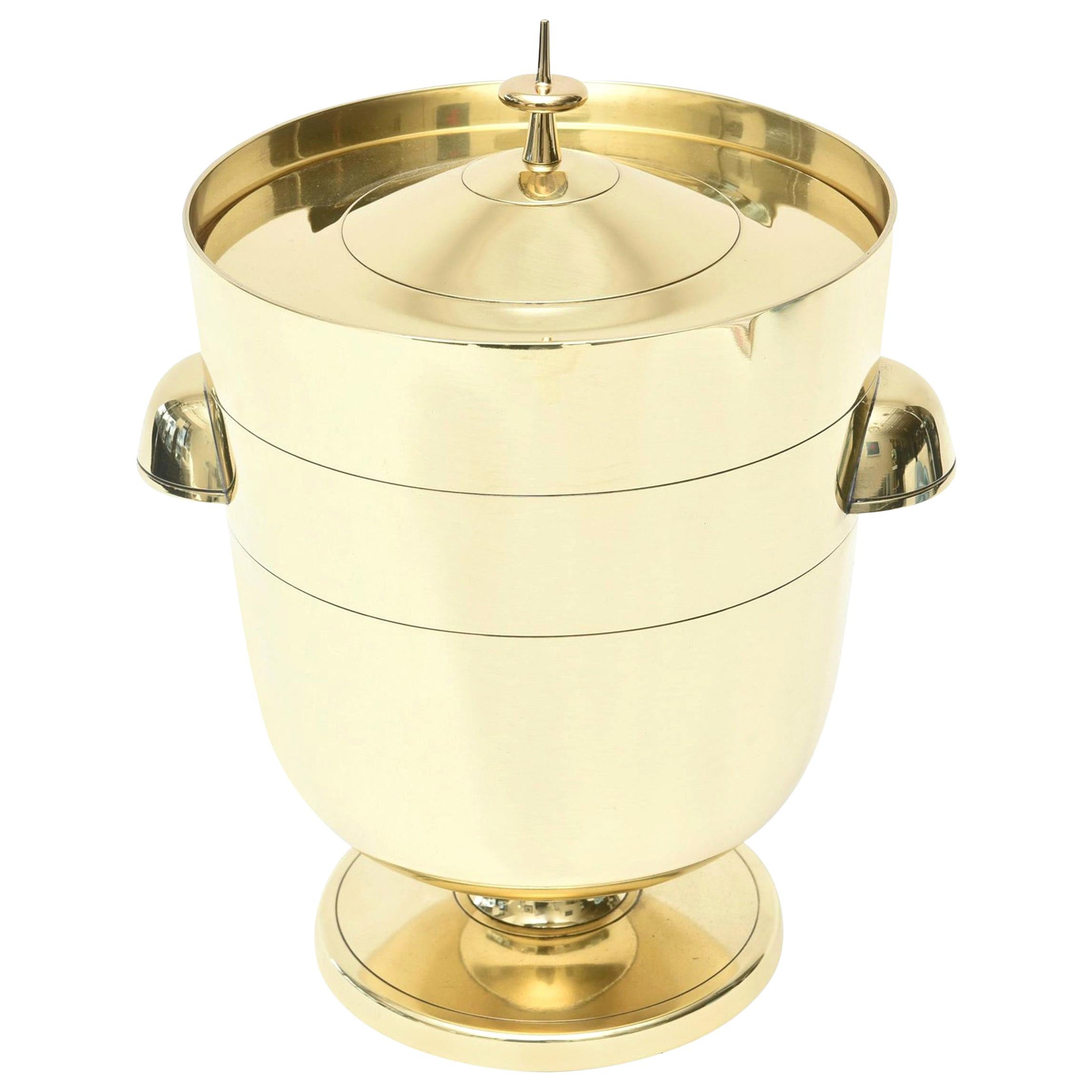 Tommi Parzinger Brass Ice and Champagne Bucket Barware Mid-Century Modern