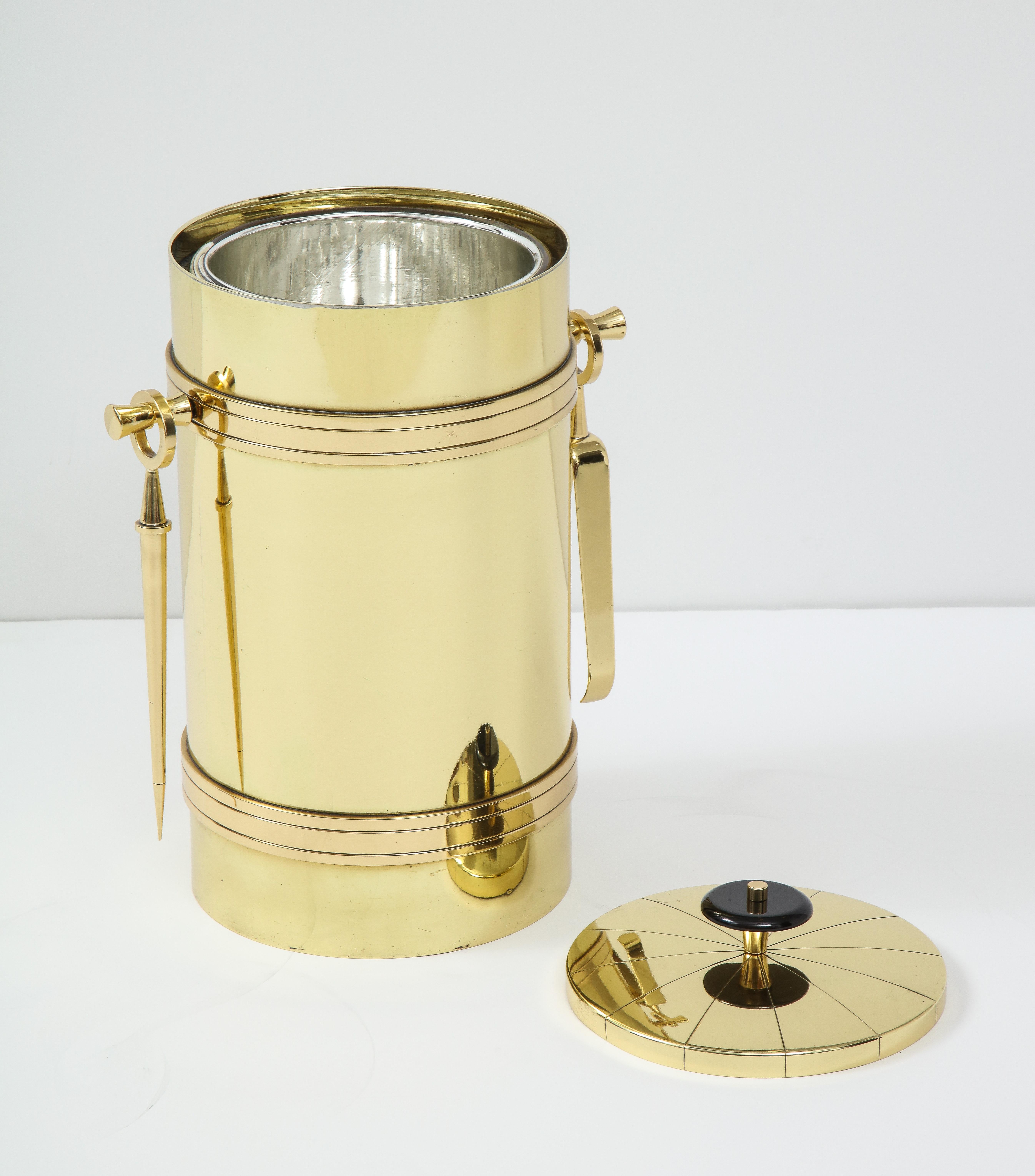 20th Century Tommi Parzinger Brass Ice Bucket For Sale