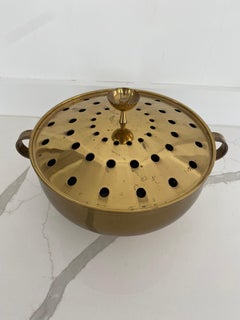 Tommi Parzinger Brass Lidded Flower Vase with Frog Midcentury Dorlyn USA