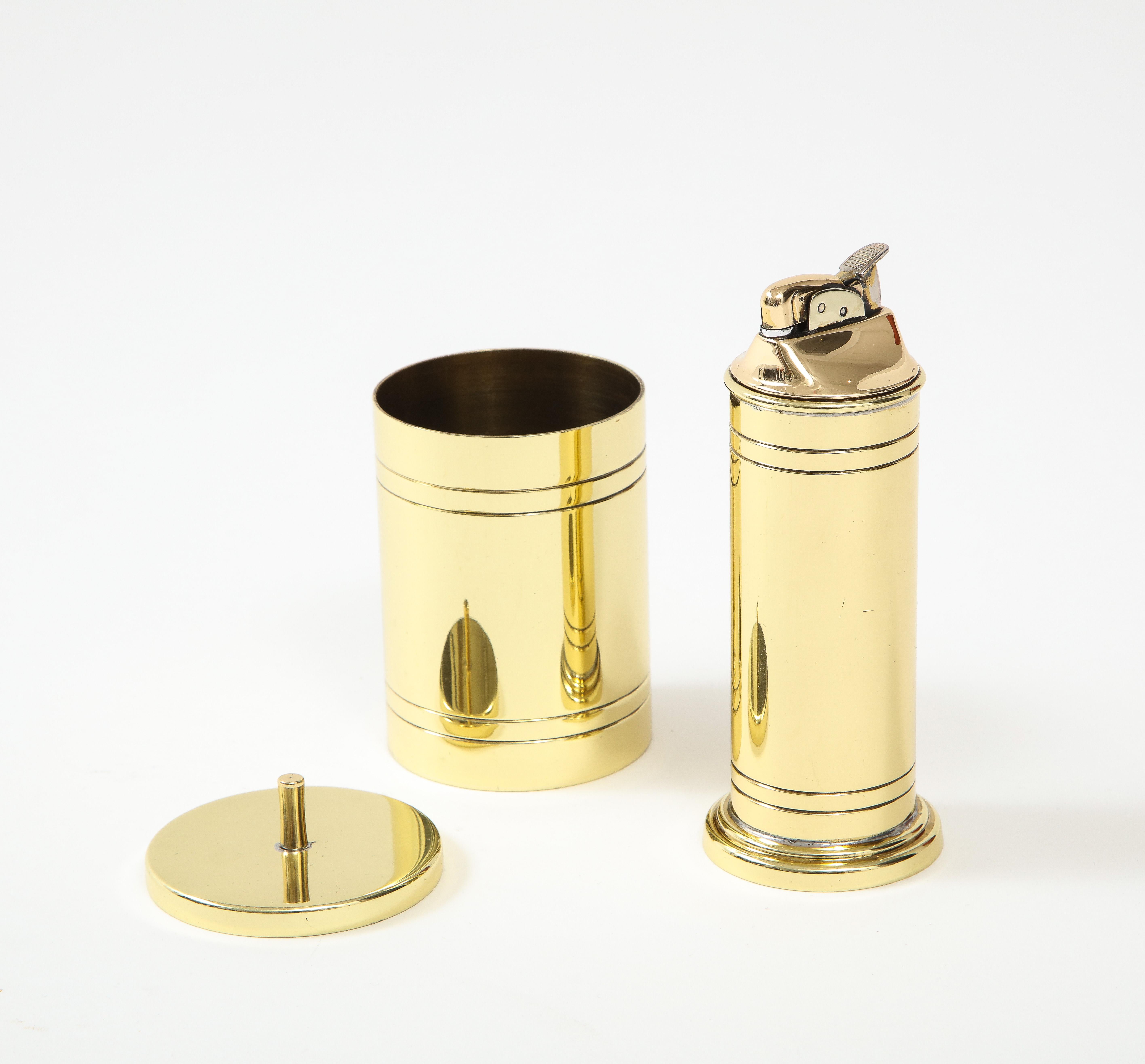 Hollywood Regency Tommi Parzinger Brass Smoking Set For Sale