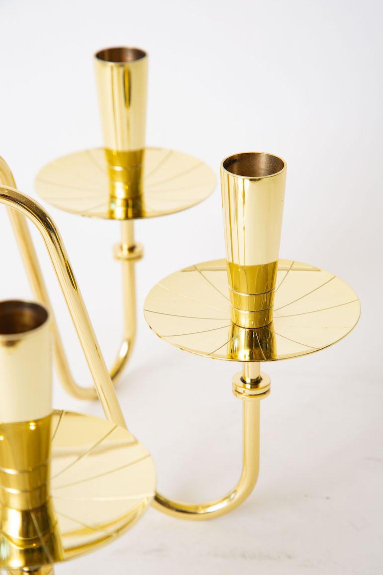 Tommi Parzinger Brass Three Arm Candlestick Mid-Century Modern For Sale 1