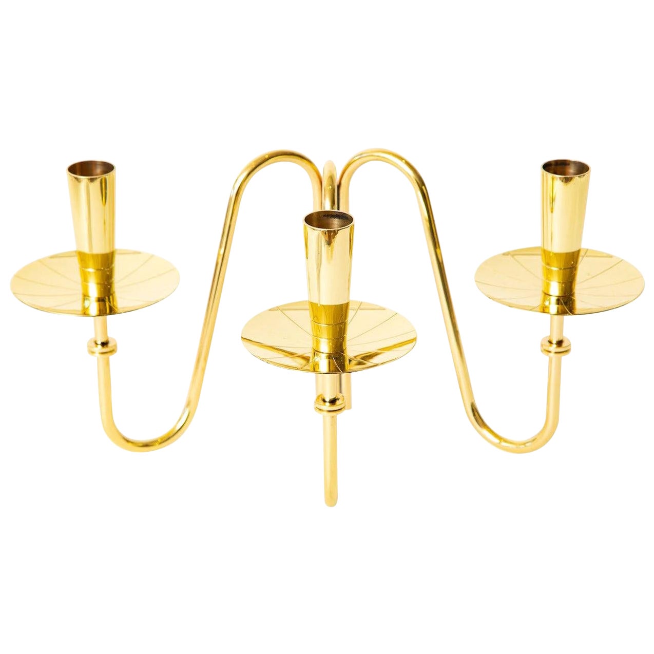 Tommi Parzinger Brass Three Arm Candlestick Mid-Century Modern
