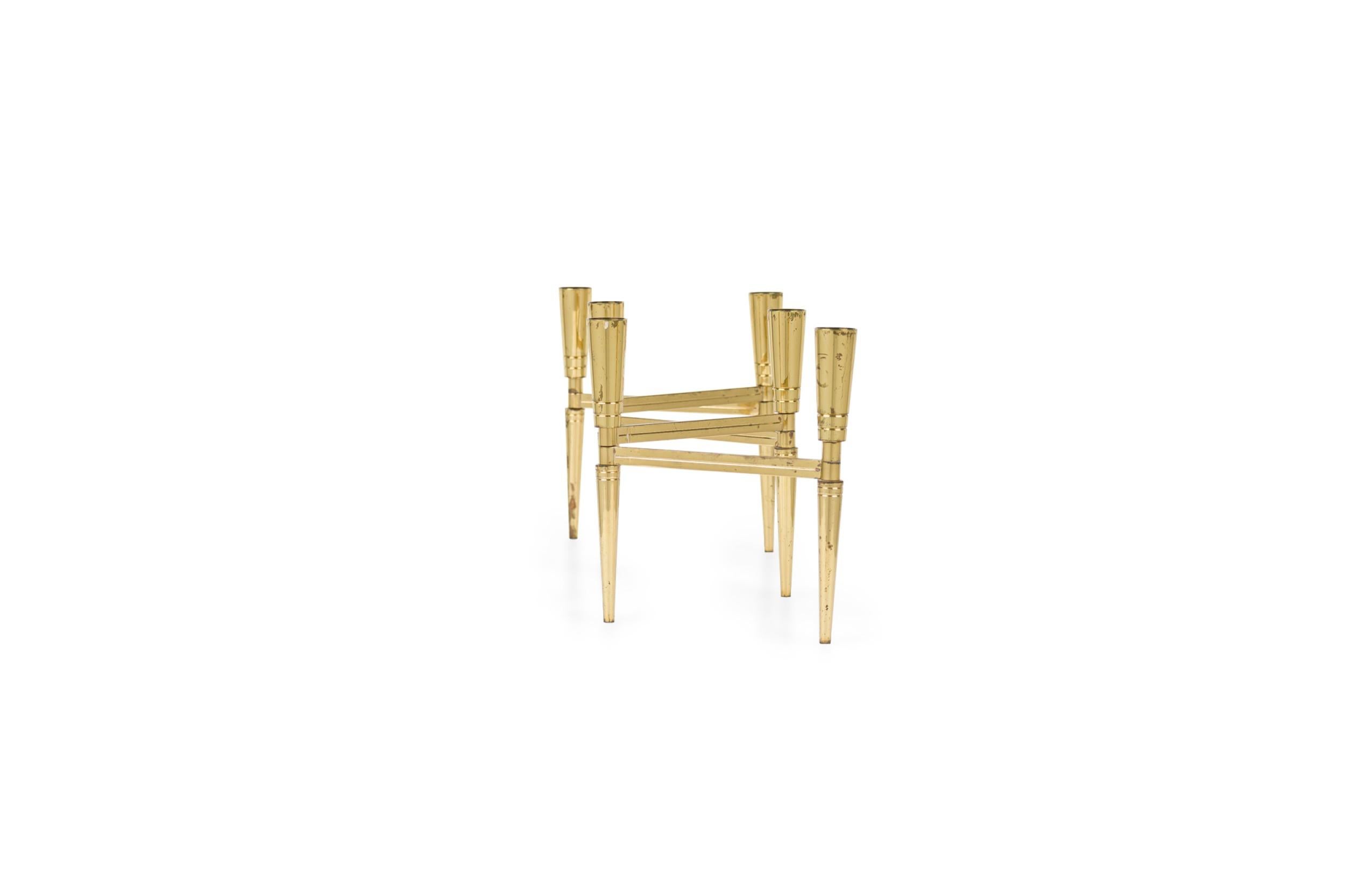Portacandele a 6 luci regolabili in ottone del Mid-Century americano (Tommi Parzinger)