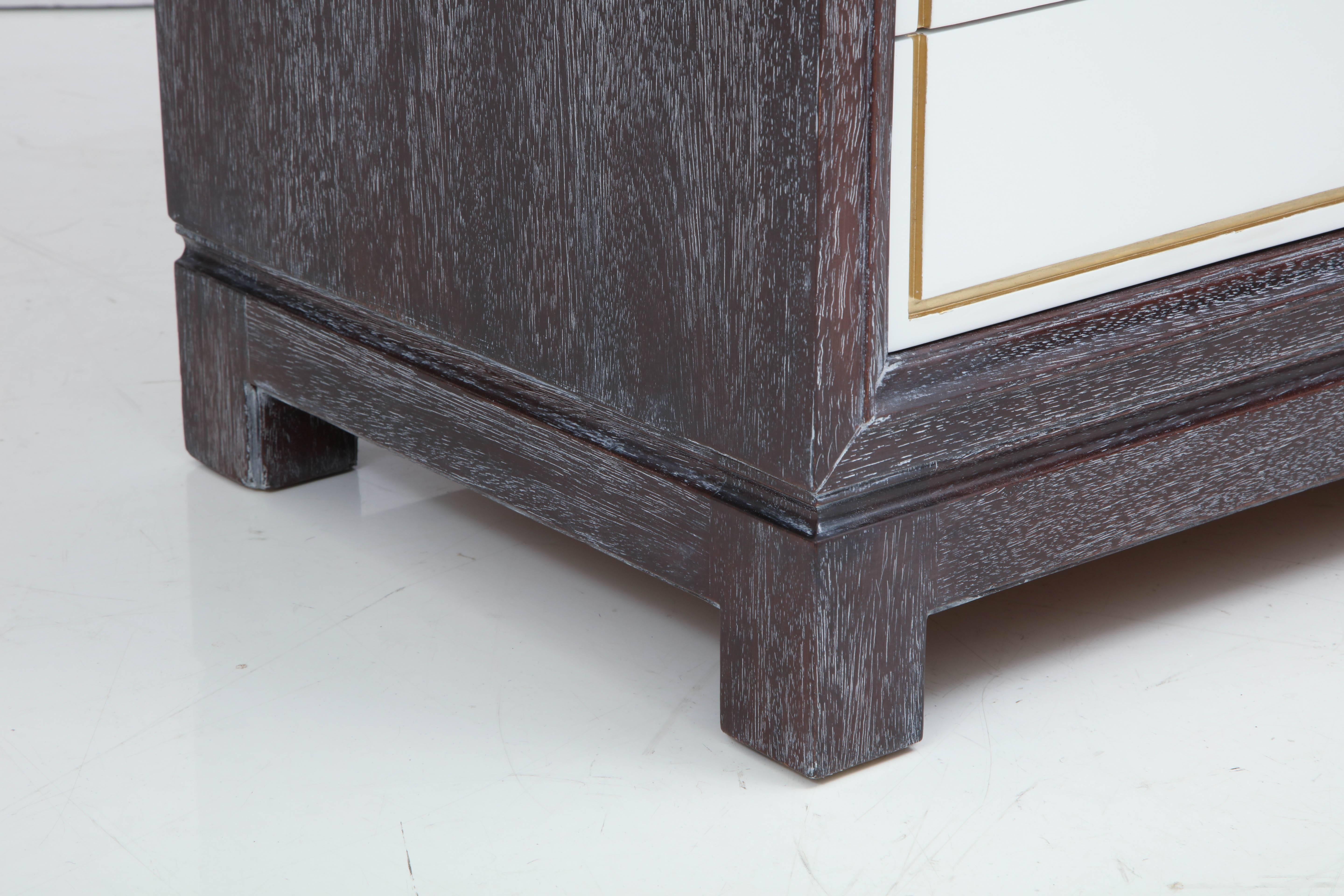 20th Century Tommi Parzinger Cerused Mahogany Chests, Pair For Sale