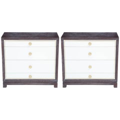 Tommi Parzinger Cerused Mahogany Chests, Pair