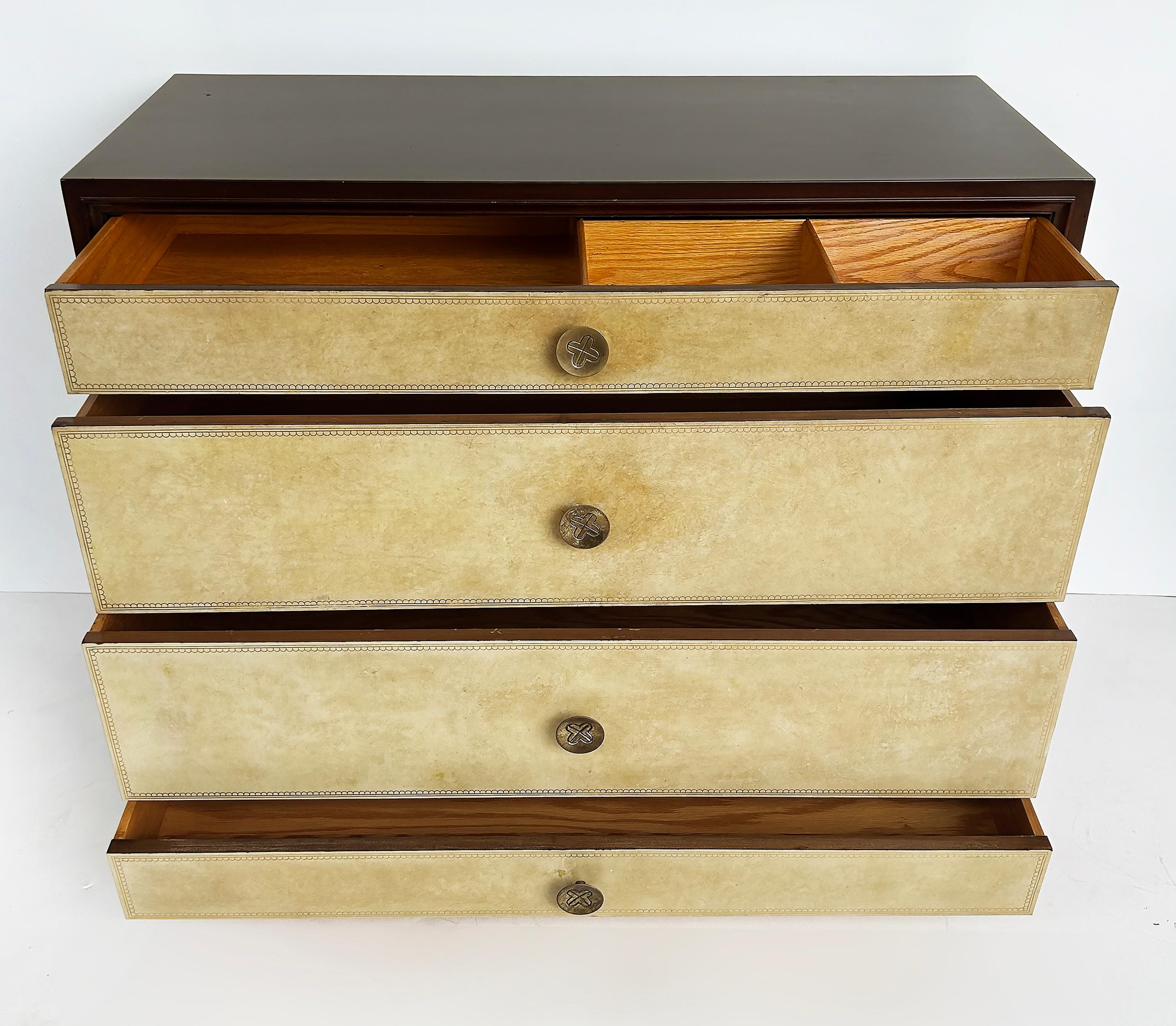 Tommi Parzinger Charak Leather Clad Chests of Drawers,  Pair Circa 1950s In Good Condition For Sale In Miami, FL