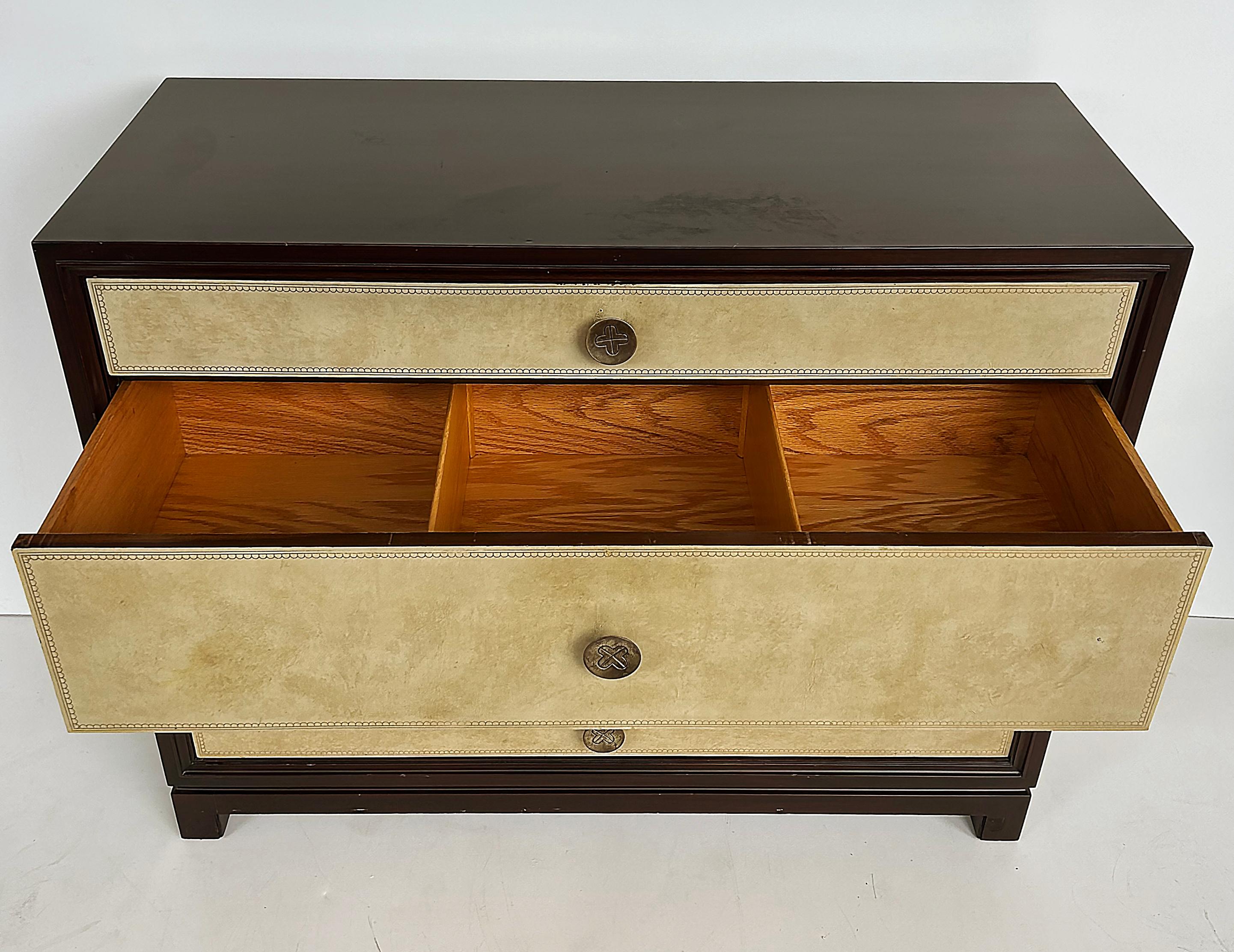 Tommi Parzinger Charak Leather Clad Chests of Drawers,  Pair Circa 1950s For Sale 1