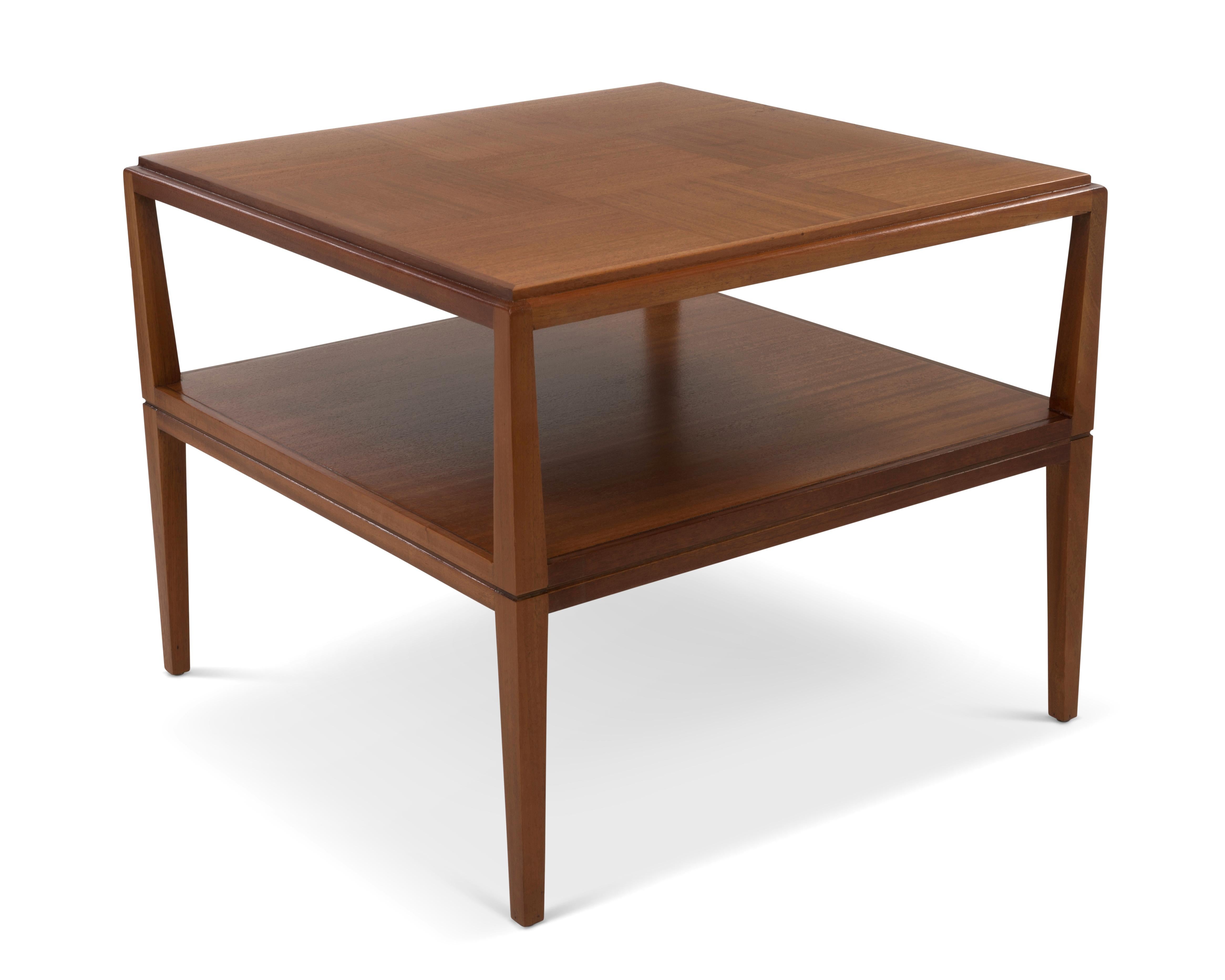Moderne Patchwork-Mahagoni-Tische aus Holz von Tommi Parzinger aus der Mitte des Jahrhunderts 1950er Jahre, Paar im Zustand „Gut“ im Angebot in Forest Grove, PA