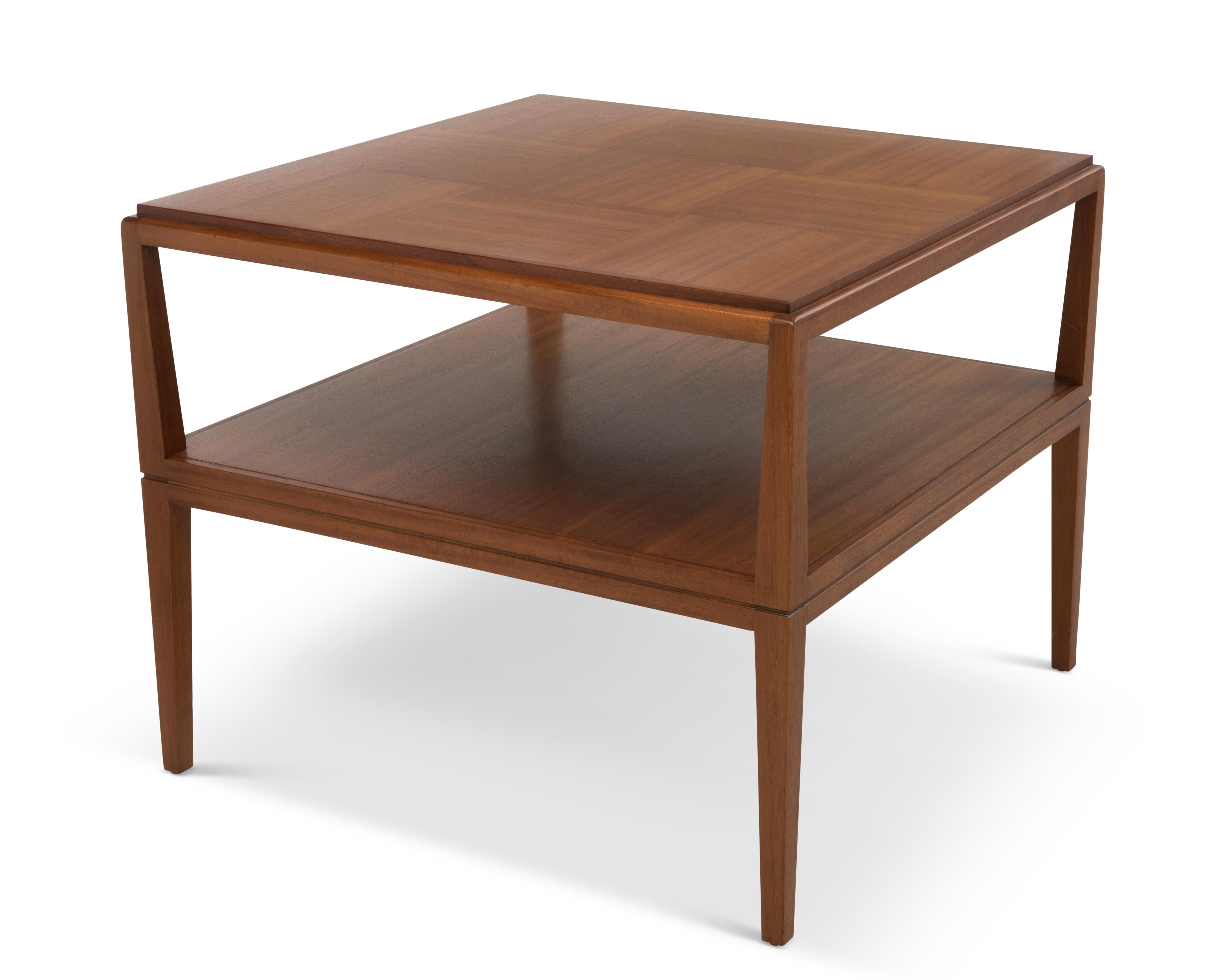 Moderne Patchwork-Mahagoni-Tische aus Holz von Tommi Parzinger aus der Mitte des Jahrhunderts 1950er Jahre, Paar im Angebot 3