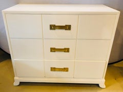 Tommi Parzinger / Charak Modern White Lacquered Hollywood Regency Chest Commode
