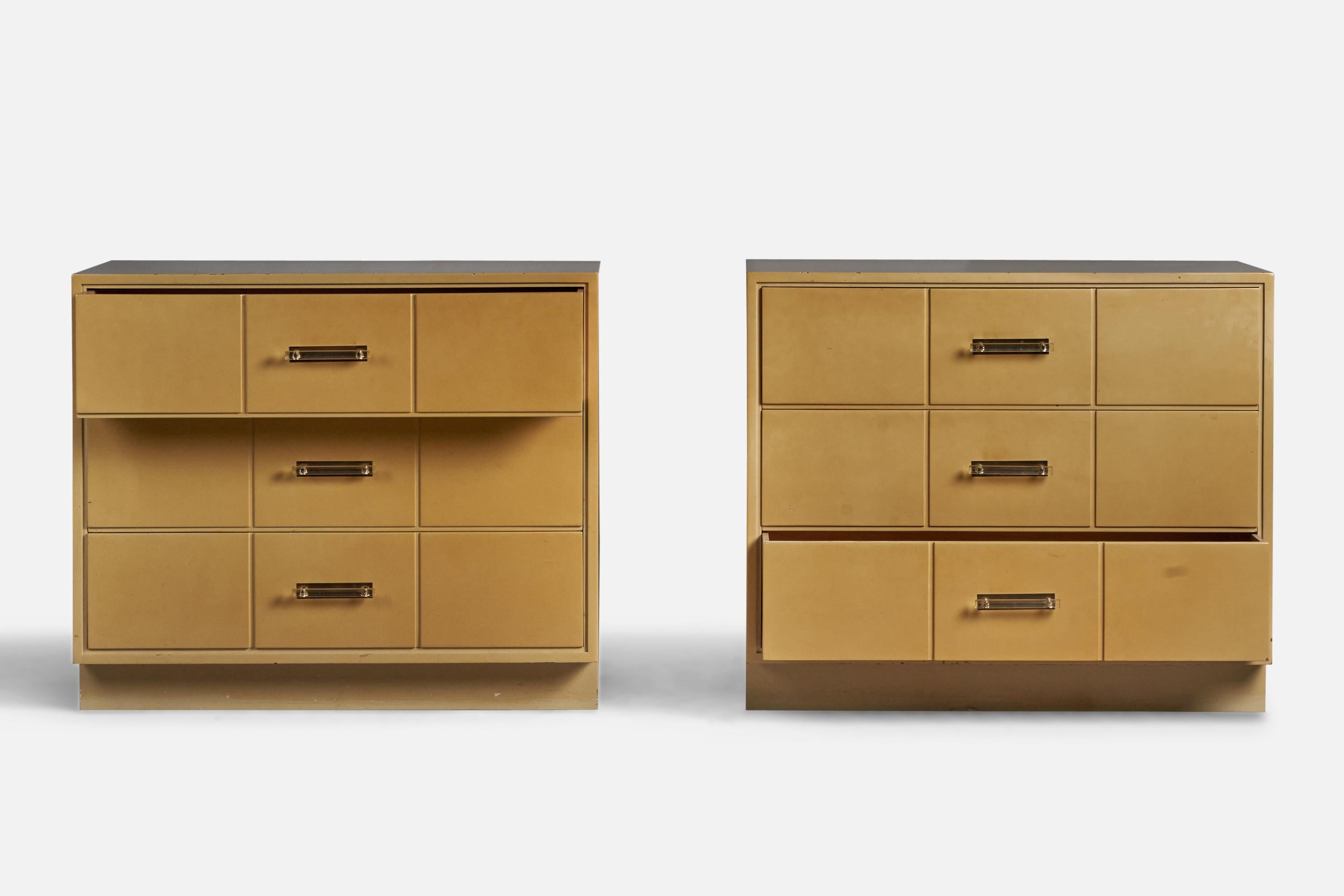 American Tommi Parzinger, Chest of Drawers, Wood, Brass, Lucite, USA, 1950s For Sale
