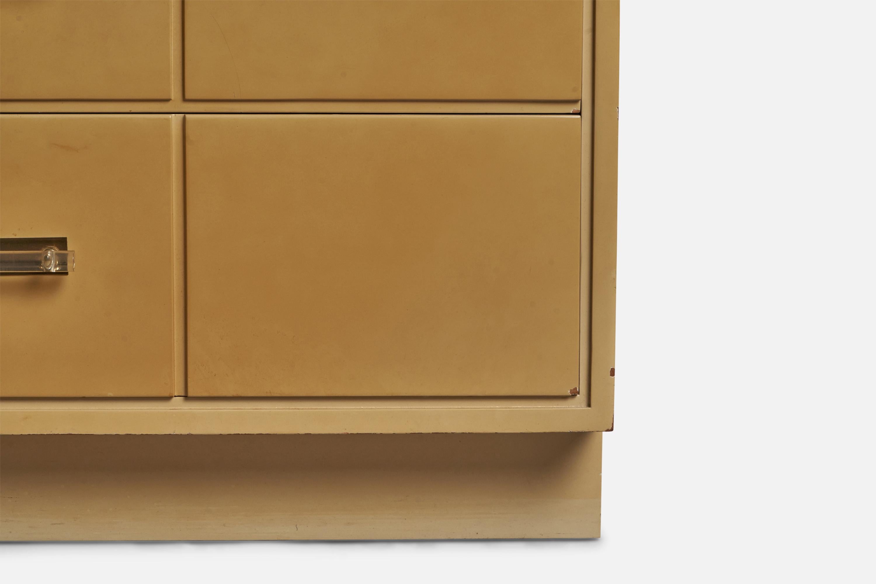 Mid-20th Century Tommi Parzinger, Chest of Drawers, Wood, Brass, Lucite, USA, 1950s For Sale
