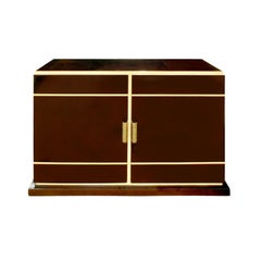 Tommi Parzinger Chic 2-Door Cabinet in Mahogany and Brass, 1950s