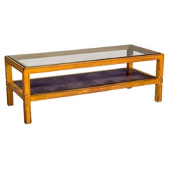 Tommi Parzinger, Coffee Table, Bleached Mahogany, Leather, USA, 1930s
