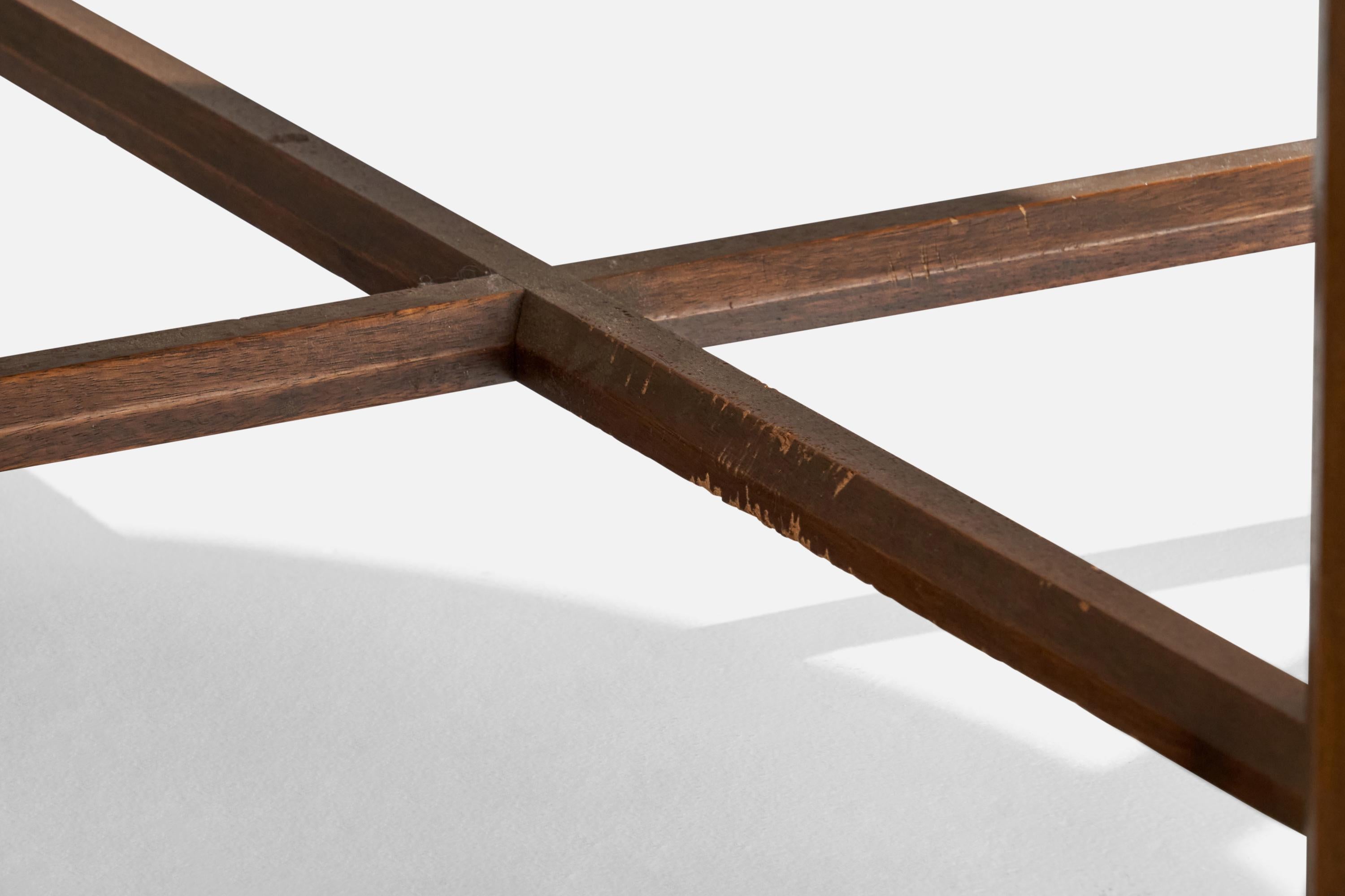Tommi Parzinger, Coffee Table, Walnut, Travertine, USA, 1950s For Sale 1