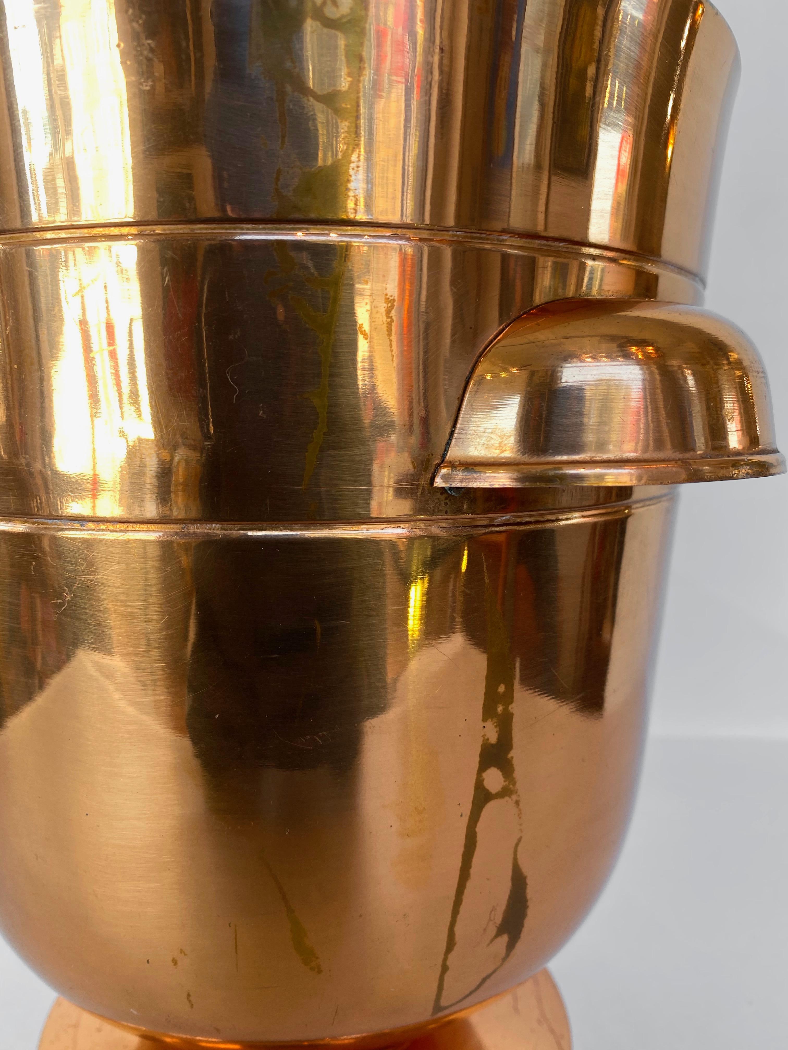 Tommi Parzinger Copper Ice Bucket or Champagne Cooler with Tongs, 1950s 8