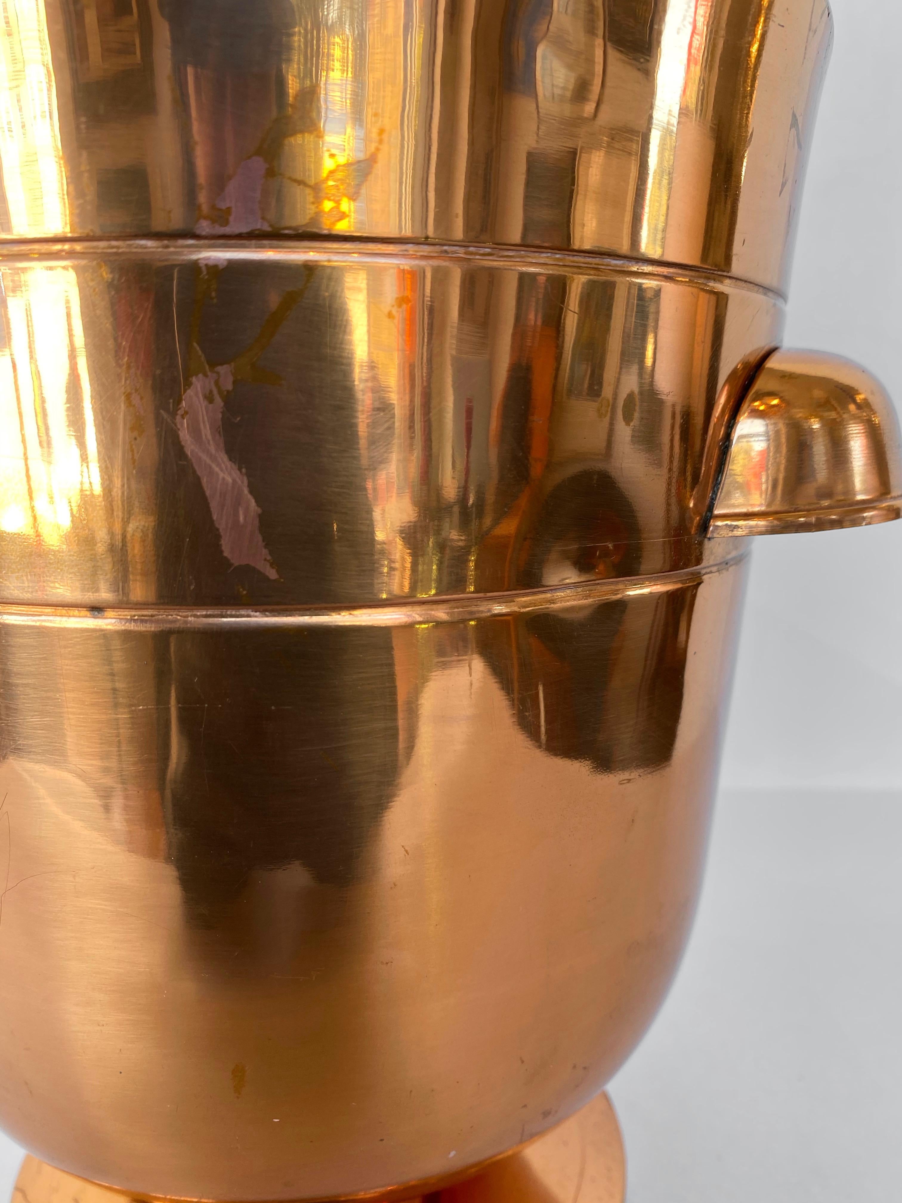 Tommi Parzinger Copper Ice Bucket or Champagne Cooler with Tongs, 1950s 12