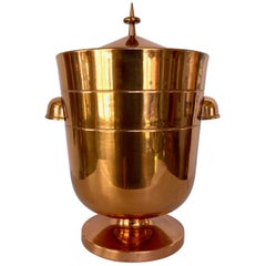Tommi Parzinger Copper Ice Bucket or Champagne Cooler with Tongs, 1950s