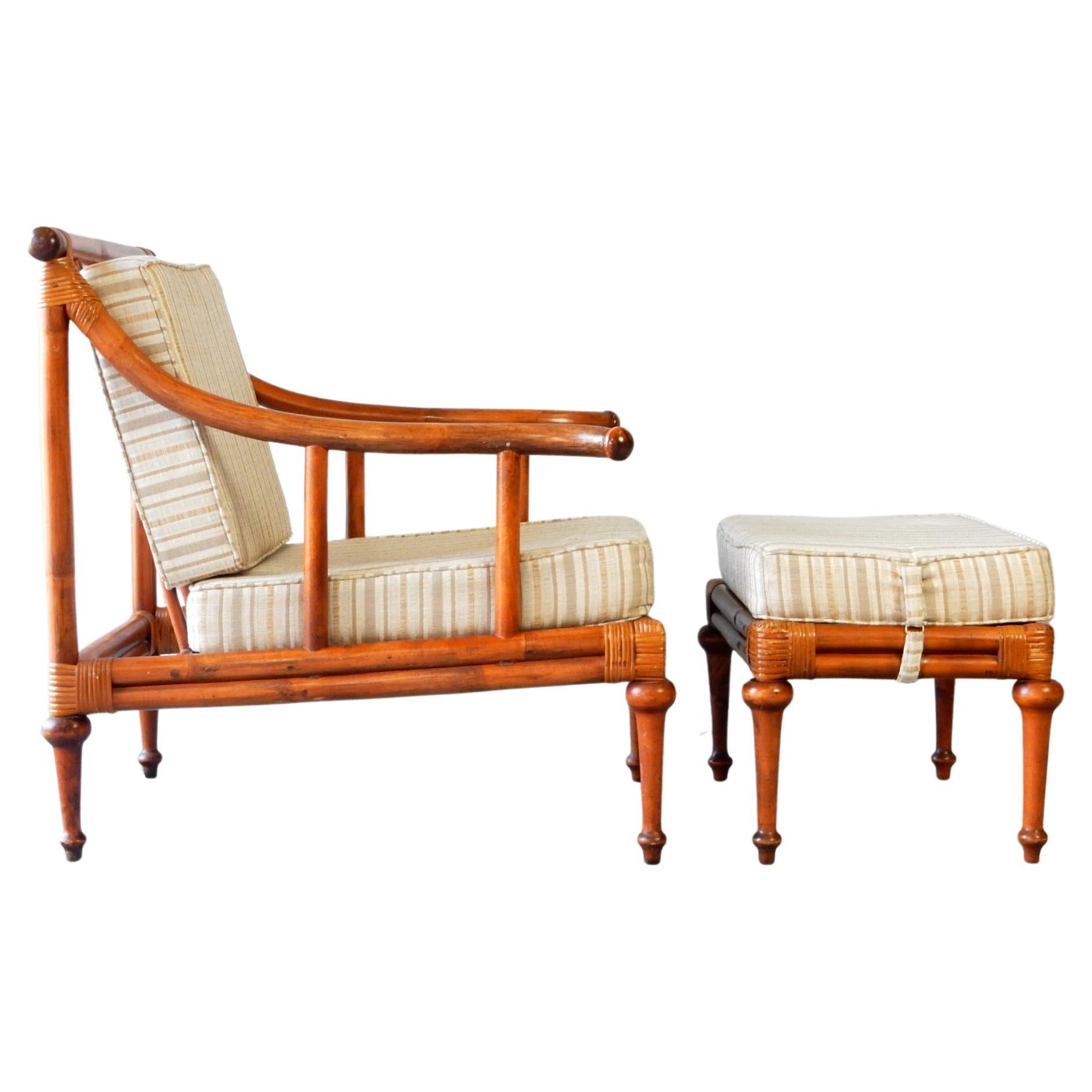 Mid-Century Modern Tommi Parzinger design for Willow & Reed Lounge Chair and Ottoman Set
