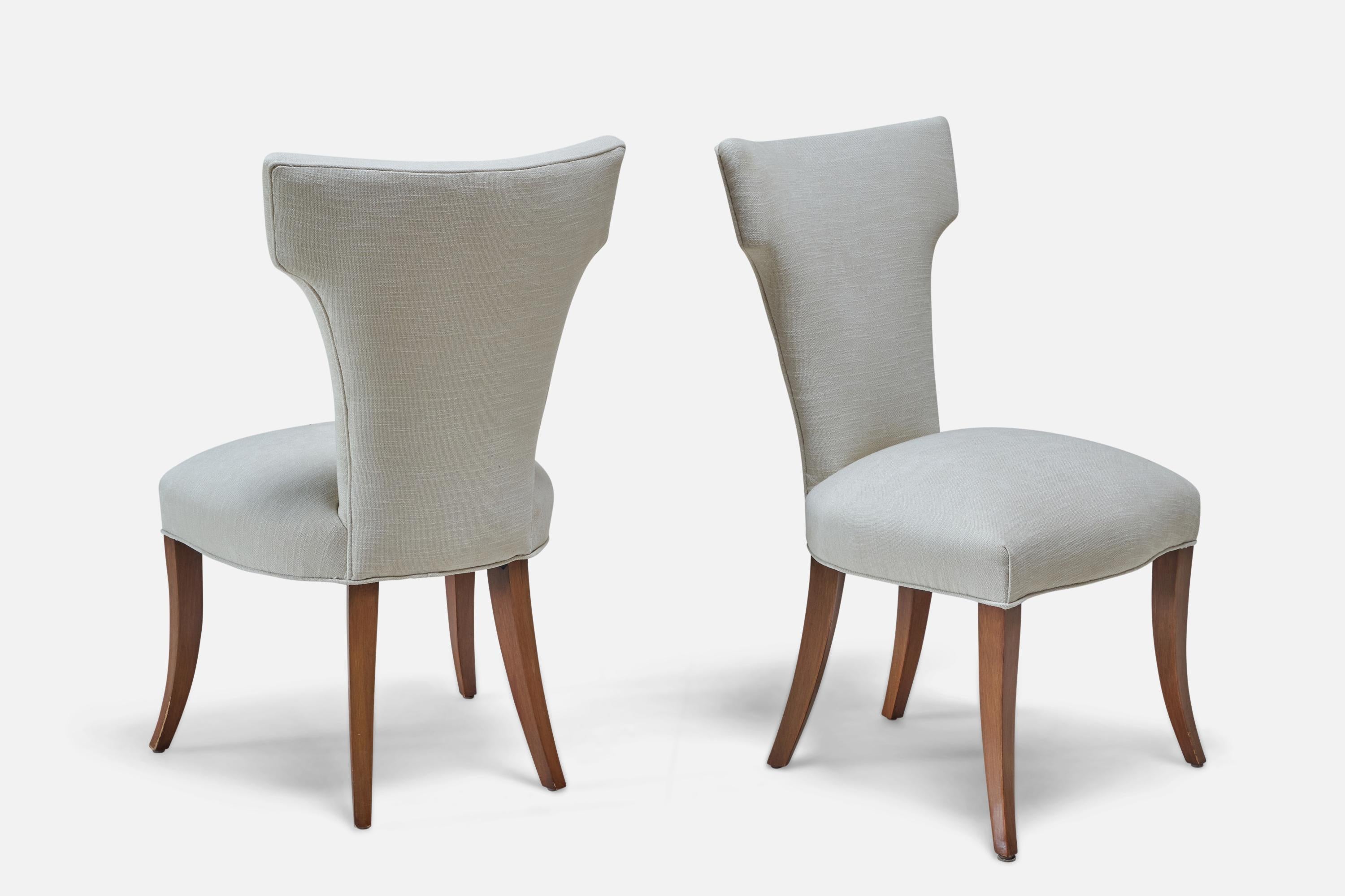 Tommi Parzinger, Dining Chairs, Mahogany, Fabric, USA, 1950s In Good Condition For Sale In High Point, NC