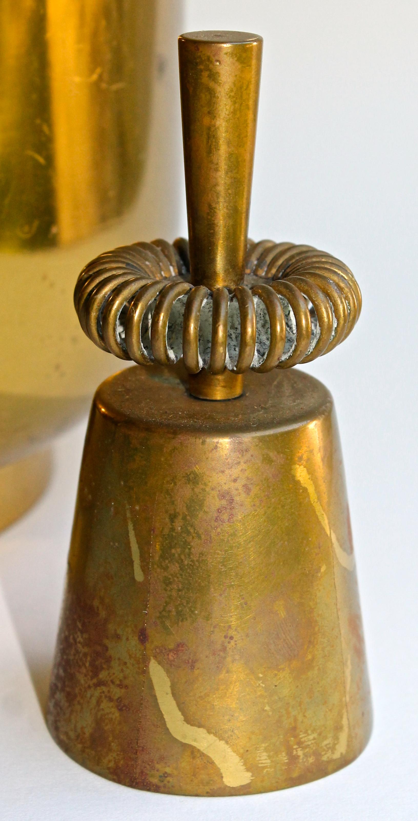 Mid-Century Modern Tommi Parzinger Dorlyn Silversmiths Brass Ice Bucket and Bell