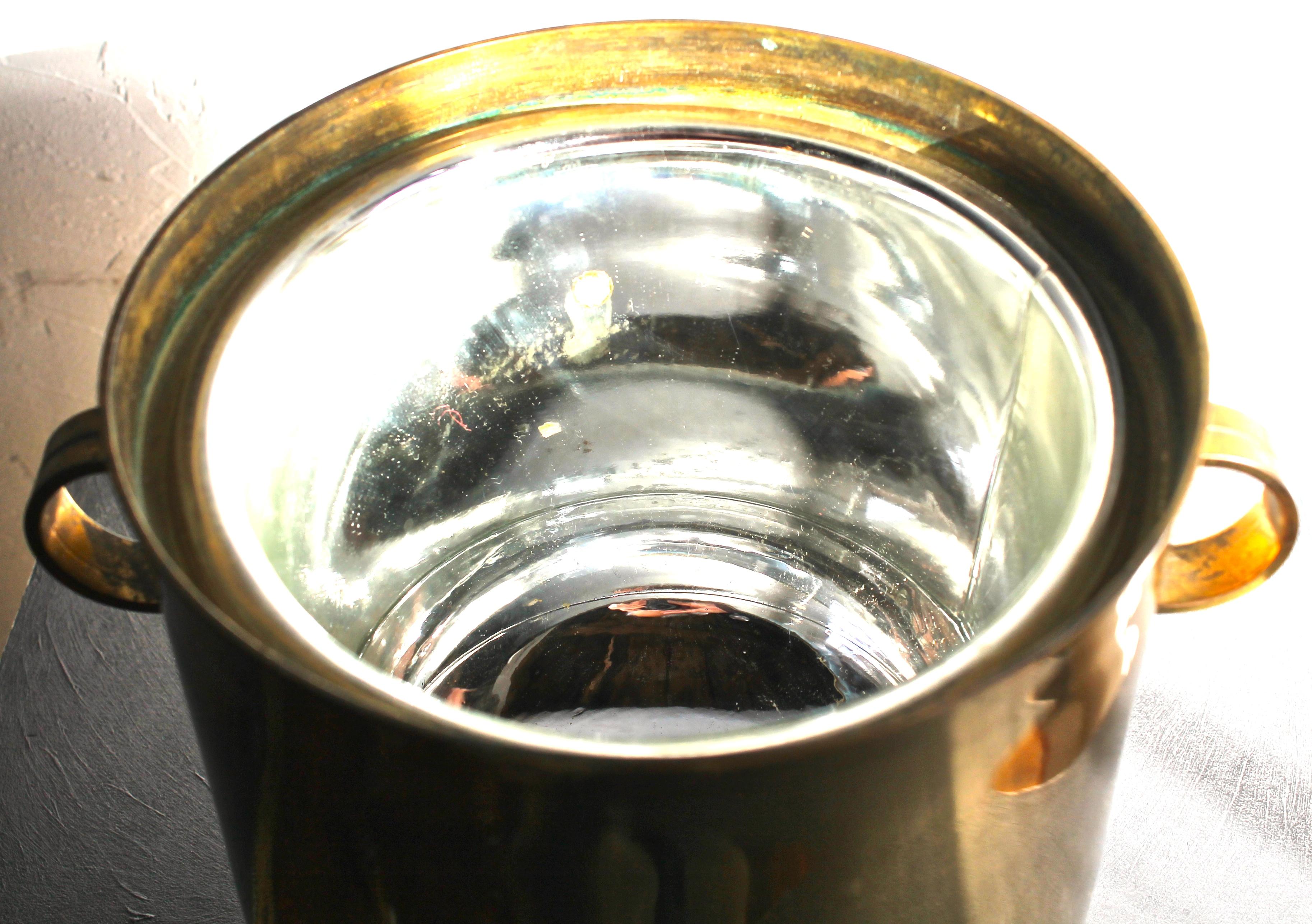 Tommi Parzinger Dorlyn Silversmiths Brass Ice Bucket and Bell 1