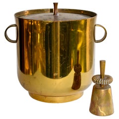 Tommi Parzinger Dorlyn Silversmiths Brass Ice Bucket and Bell