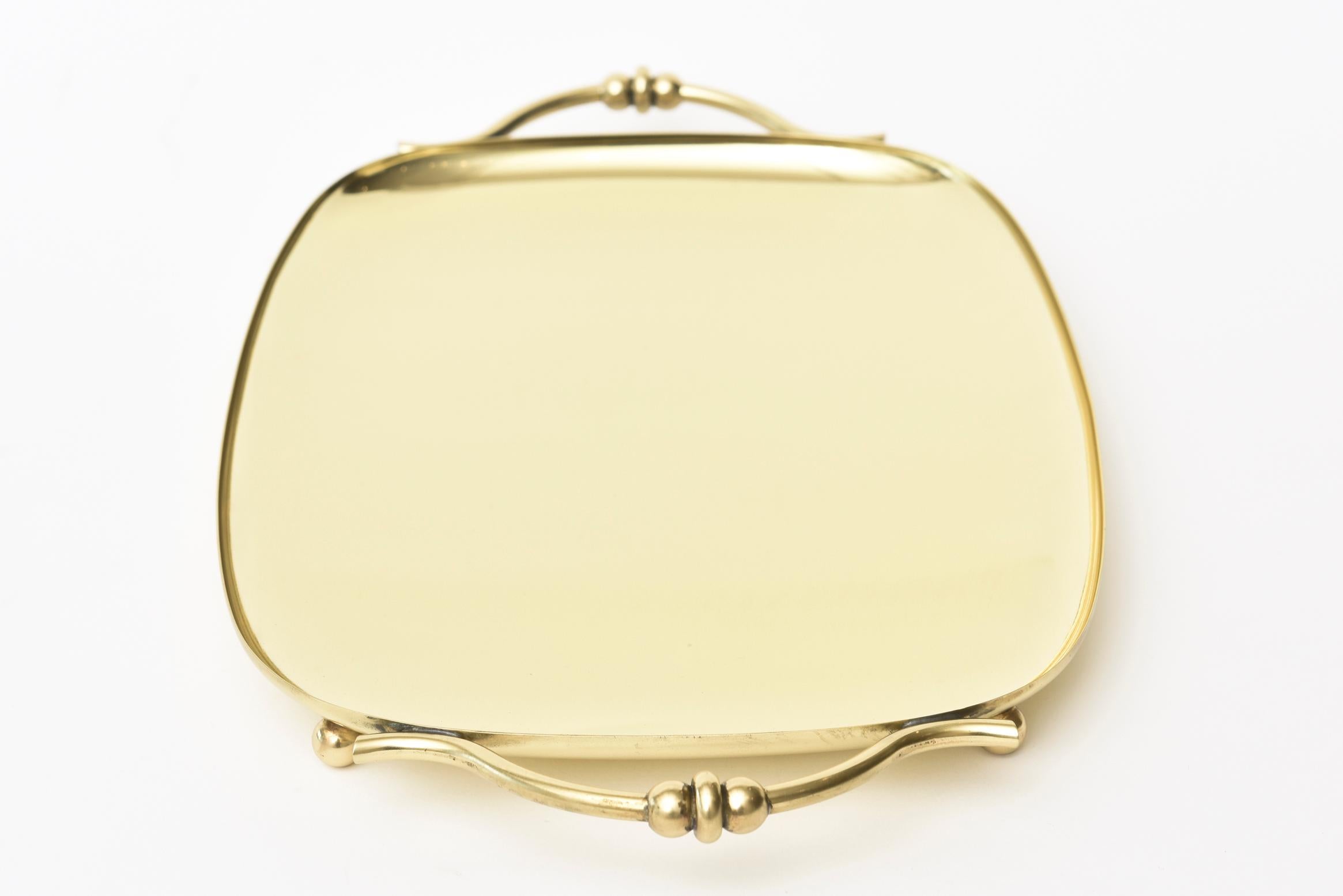 Tommi Parzinger for Dorlyn Silversmiths Brass Tray Mid-Century Modern Barware In Good Condition In North Miami, FL