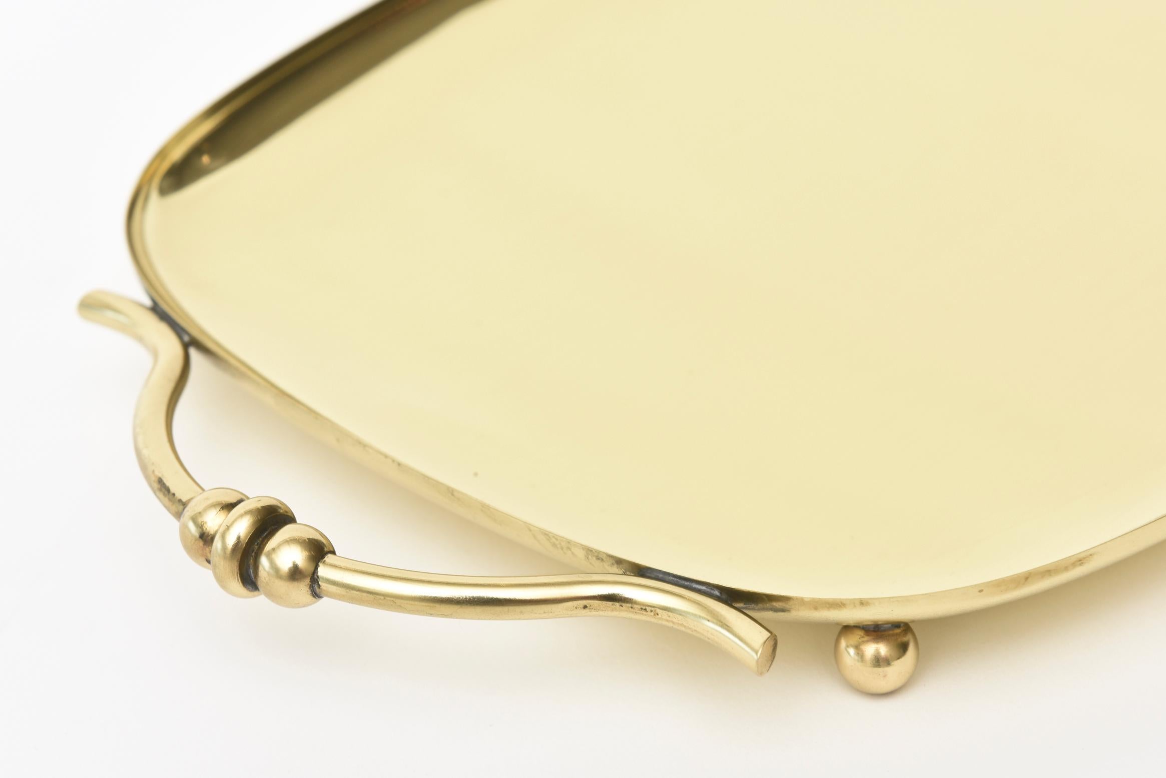 Tommi Parzinger for Dorlyn Silversmiths Brass Tray Mid-Century Modern Barware 2