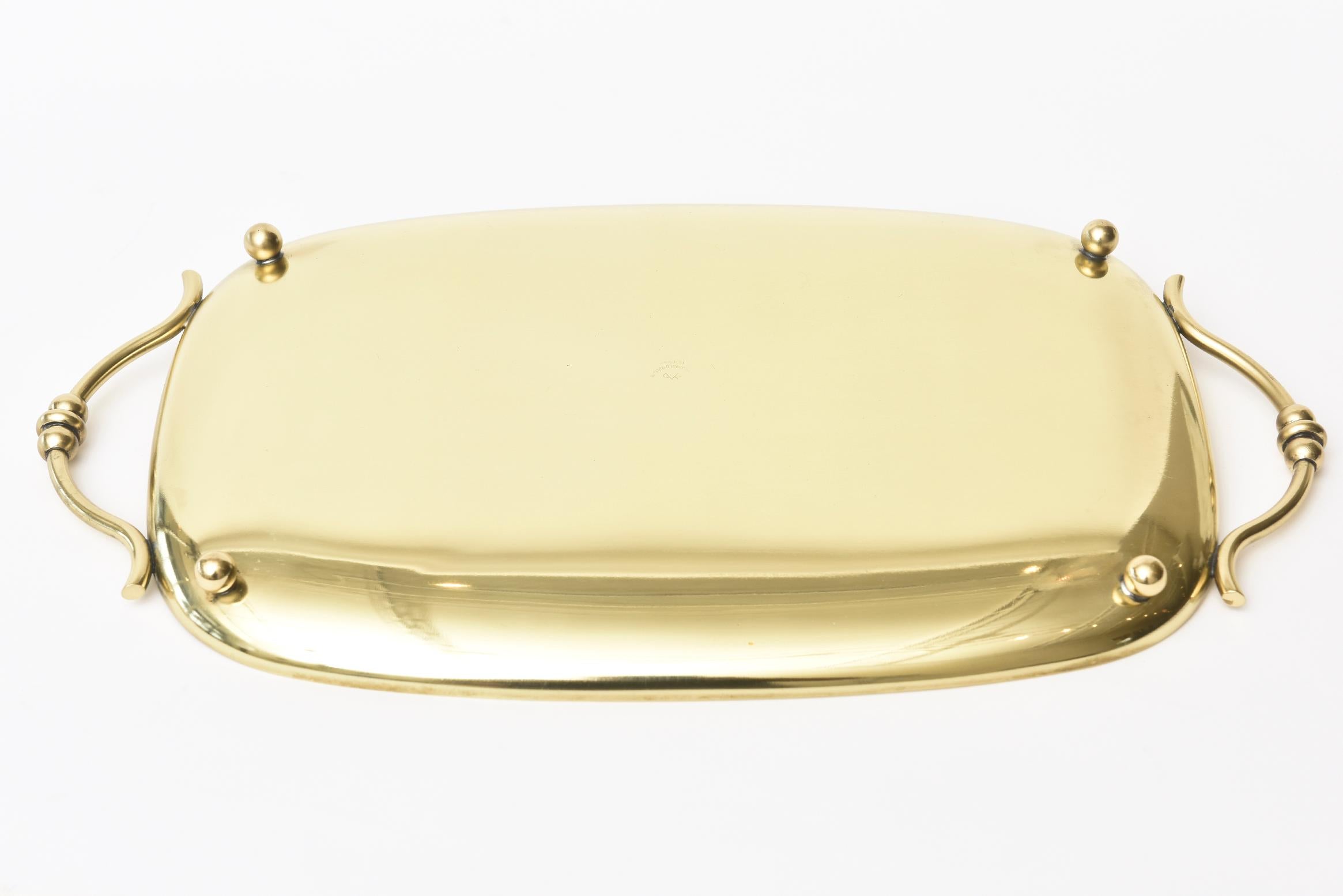 Tommi Parzinger for Dorlyn Silversmiths Brass Tray Mid-Century Modern Barware 3