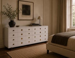 Tommi Parzinger, Double Commode, White Lacquer, Brass, USA, 1950s