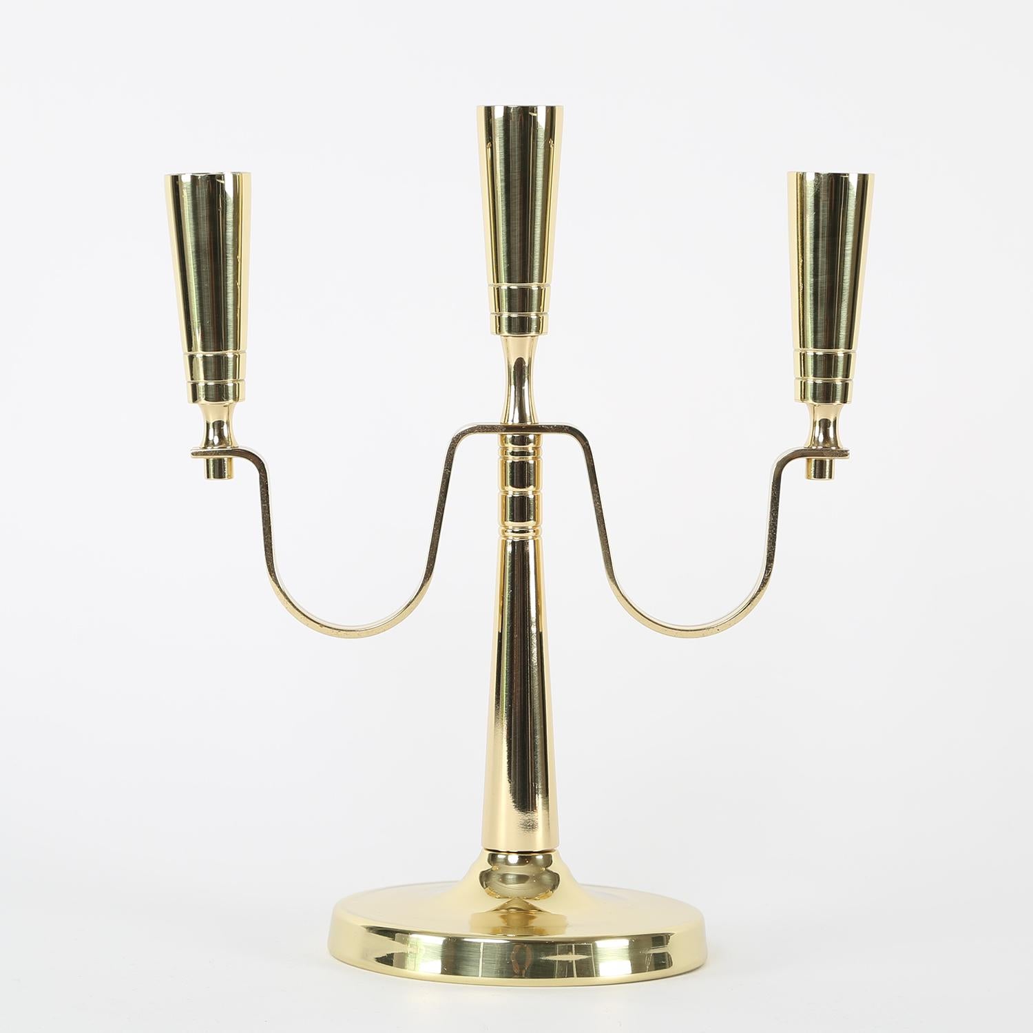 American Tommi Parzinger Elegant Candelabrum in Brass 1950s For Sale