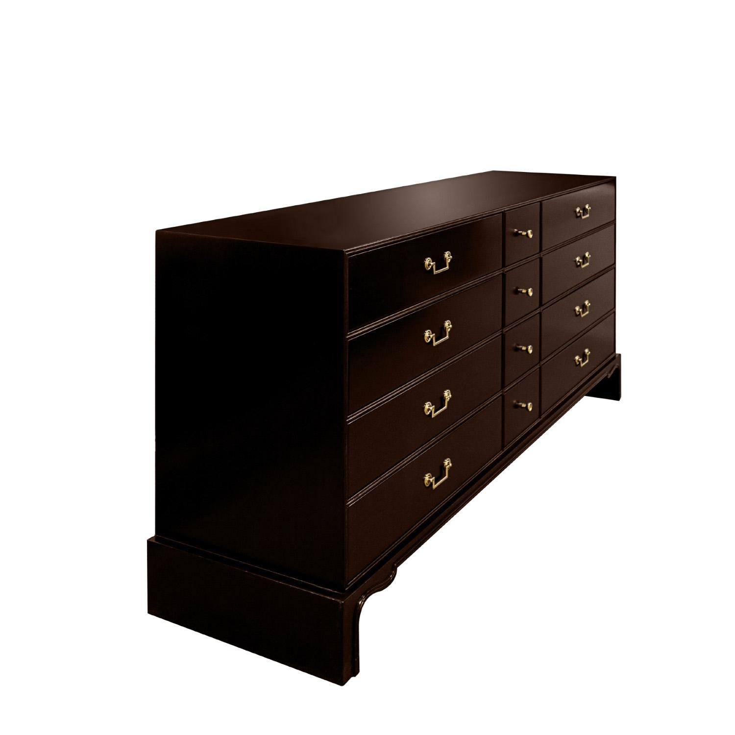 Mid-Century Modern Tommi Parzinger Elegant Chest Of Drawers with Brass Pulls 1940s (Signed) For Sale