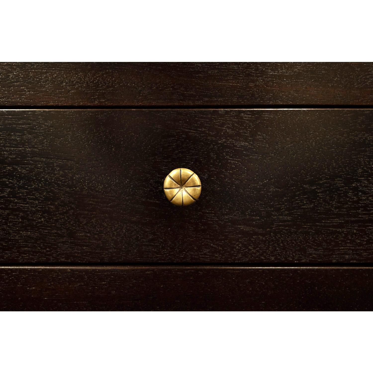 Hand-Crafted Tommi Parzinger Elegant Chest of Drawers with Etched Brass Pulls 1950s (Signed) For Sale