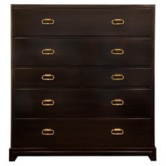 Tommi Parzinger Elegant Chest of Drawers with Etched Brass Pulls 1950s 'Signed'
