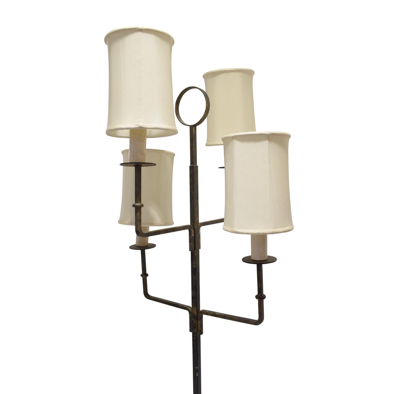 Mid-Century Modern Tommi Parzinger Elegant Floor Lamp in Wrought Iron, 1950s