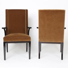 Tommi Parzinger Elegant Pair of Arm Chairs with Mohair Upholstery, 1950s