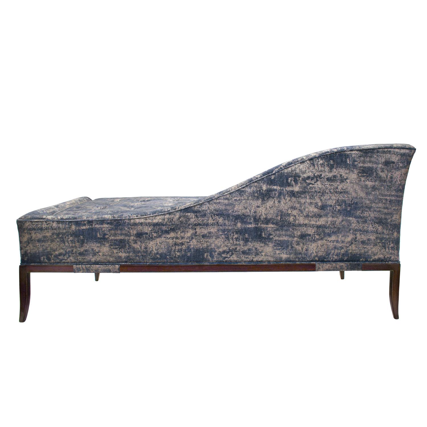 American Tommi Parzinger Elegant Sloped Back Chaise with Mahogany Base 1950s For Sale