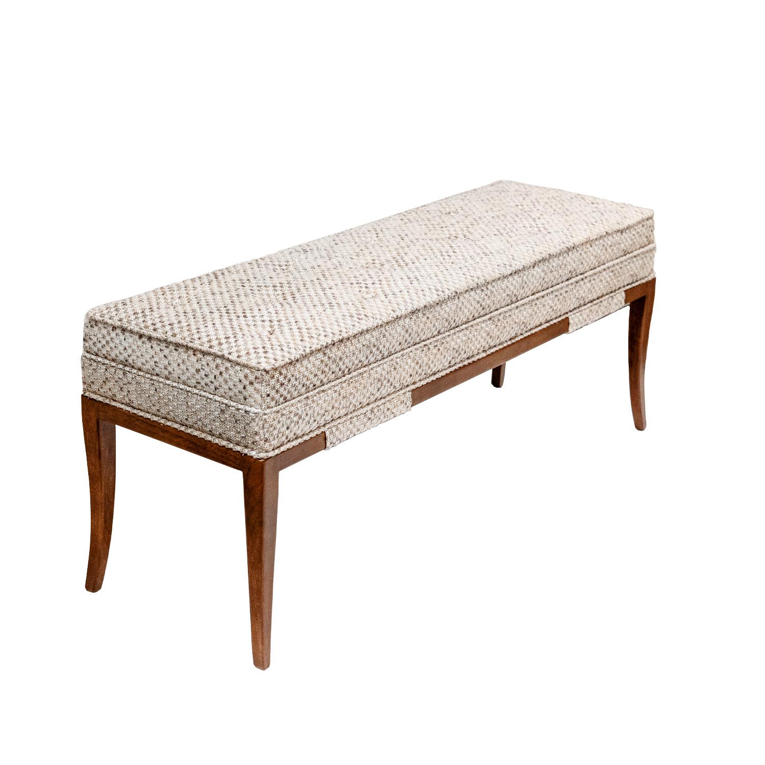 Mid-Century Modern Tommi Parzinger Elegant Upholstered Bench with Tapering Legs 1950s For Sale
