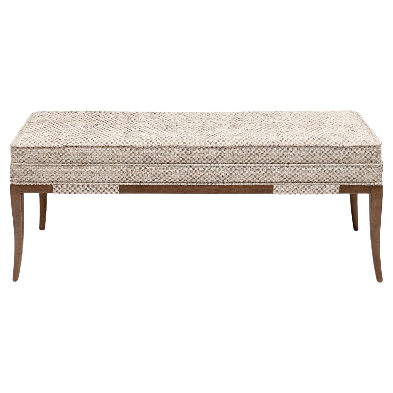 Tommi Parzinger Elegant Upholstered Bench with Tapering Legs 1950s For Sale