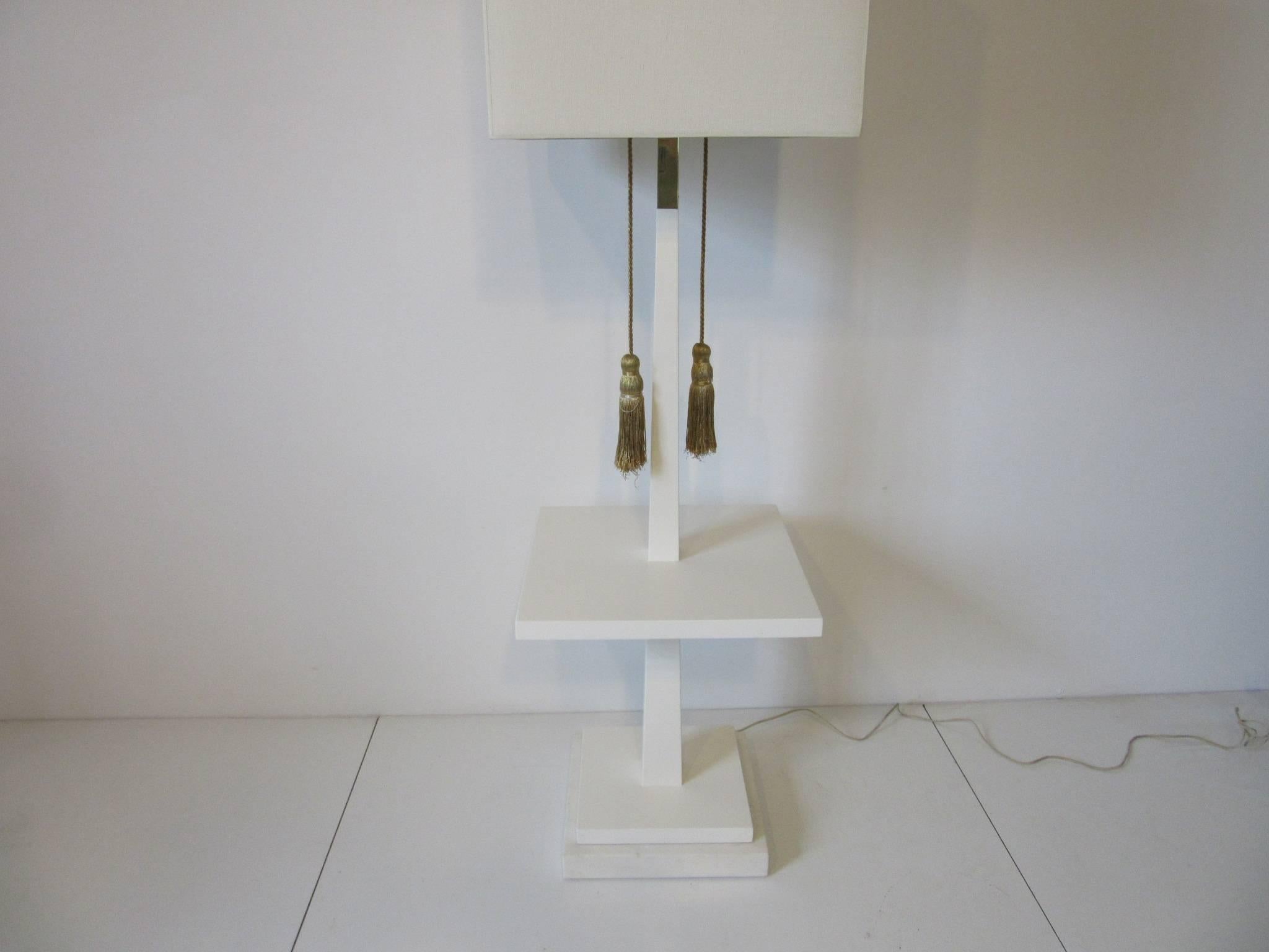 Tommi Parzinger High End Regency Wood, Marble and Brass Floor Lamp  In Good Condition For Sale In Cincinnati, OH