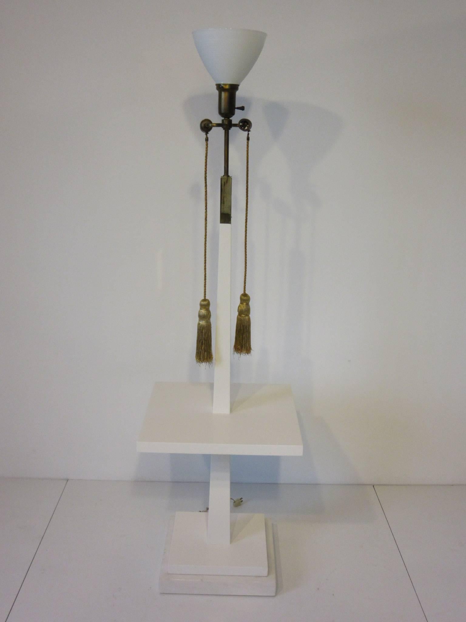 Tommi Parzinger High End Regency Wood, Marble and Brass Floor Lamp  For Sale 3