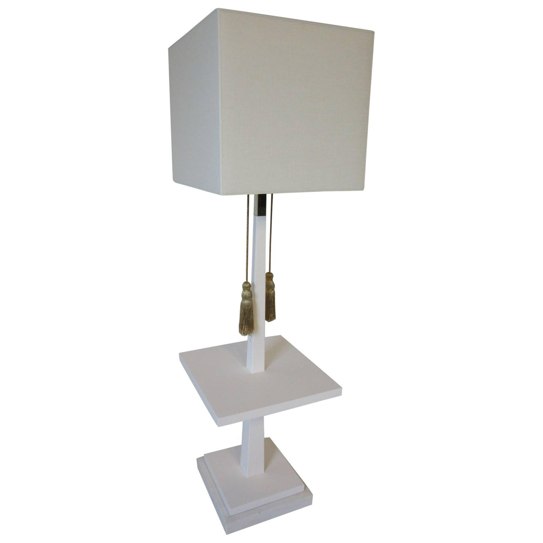 Tommi Parzinger High End Regency Wood, Marble and Brass Floor Lamp 
