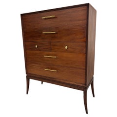 Tommi Parzinger for Charak,  6 Drawer Dresser in Walnut with Solid Brass Pulls
