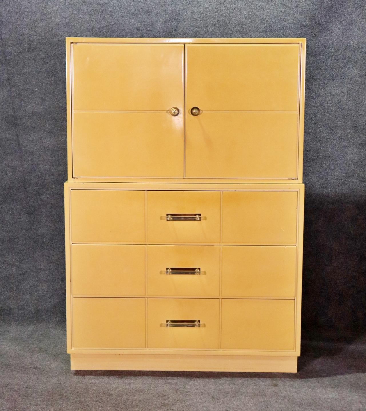 American Tommi Parzinger For Charak Furniture Tall Two Piece Chest on Chest Dresser