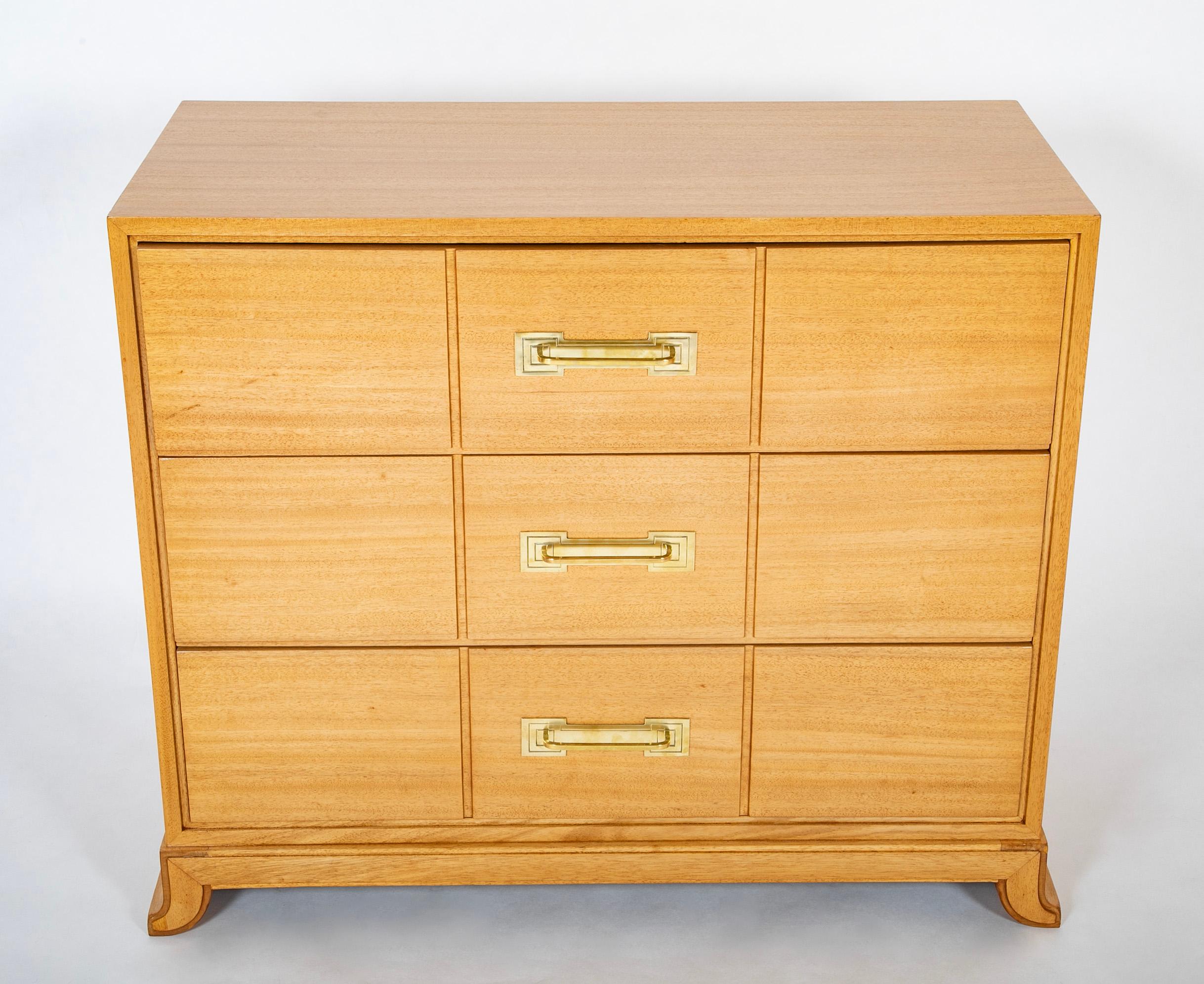 Mid-Century Modern Tommi Parzinger for Charak Modern Bleached Mahogany Chest of Drawers For Sale